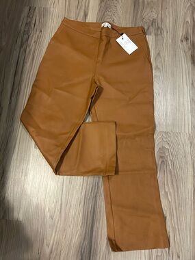 AEMI+CO Faux Leather Pants in Cognac